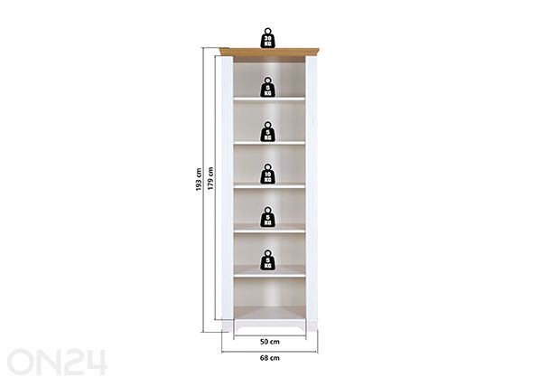 Kirjahylly Maluno 68x193 cm mitat