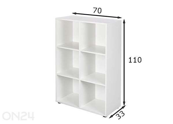 Kirjahylly Nuoro 6, valkoinen mitat