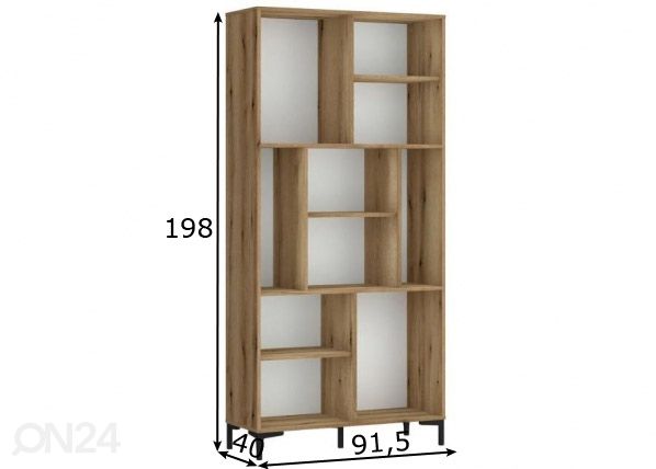 Kirjahylly Ricko 91,5 cm, tammi/valkoinen mitat