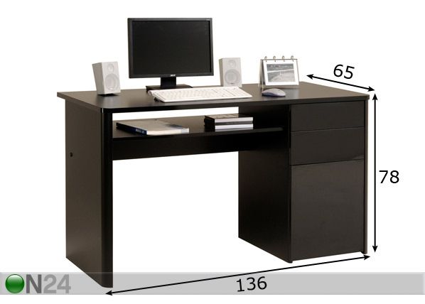 Kirjoituspöytä CURVE mitat