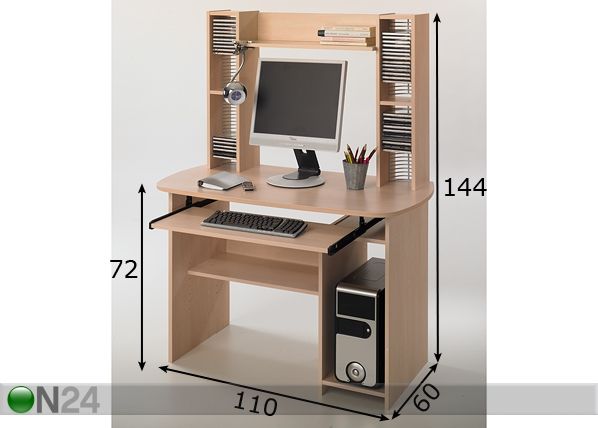 Kirjoituspöytä FUNCTION+yläosa mitat