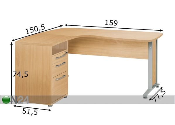 Kirjoituspöytä PRIMA mitat