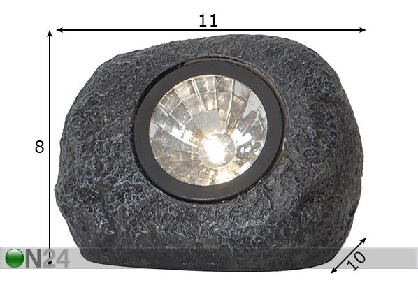 Kivivalaisin aurinkokennolla Spotlight mitat