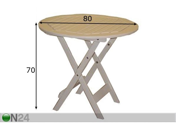 Klaffipöytä ESPLANAD Ø 80 cm mitat