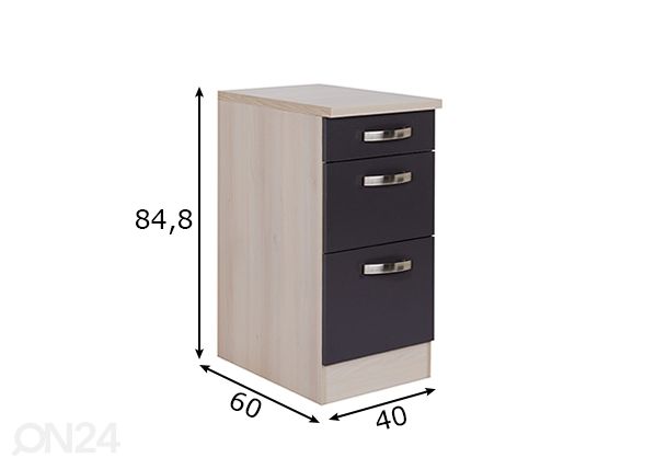 Kodinhoitohuoneen alakaappi laatikoilla Porto 40 cm mitat