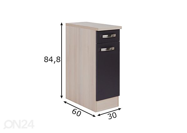 Kodinhoitohuoneen alakaappi Porto 30 cm mitat