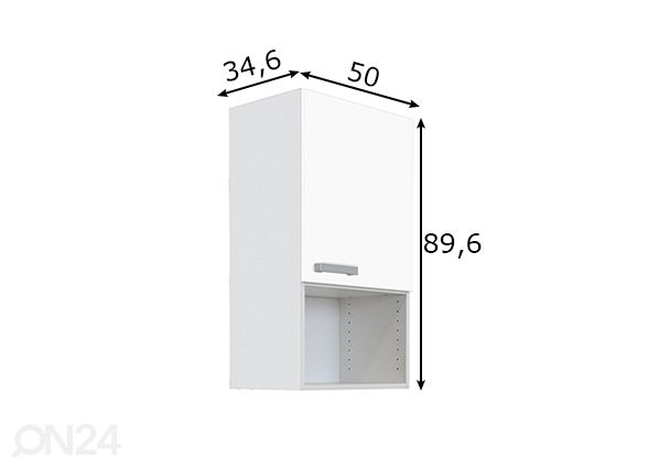 Kodinhoitohuoneen korkea yläkaappi Salo 50 cm mitat
