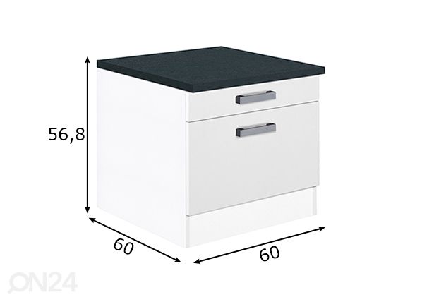 Kodinhoitohuoneen pesukoneen alakaappi Salo 60 cm mitat