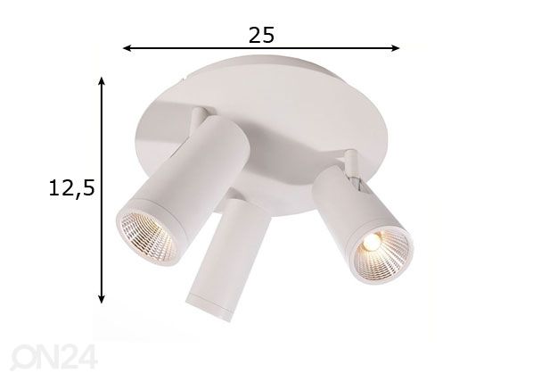 Kohdistava kattovalaisin DABIH III LED mitat
