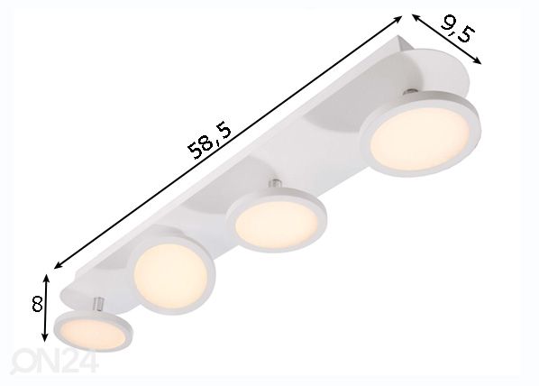 Kohdistava kattovalaisin Dubhe IV LED mitat