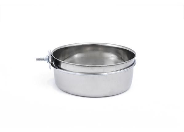 Koiran ruokakuppi häkkiin ruostumatonta terästä + ruuvilla 0,9 l/15 cm