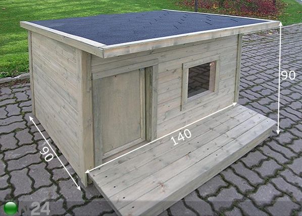 Koirankoppi lämpöeristyksellä, klaffiovella+terassi DONNA mitat