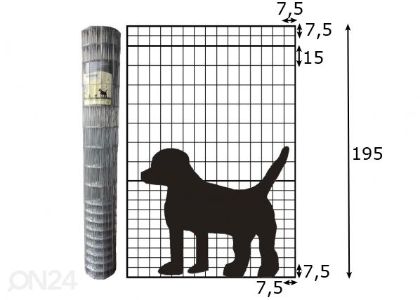 Koiraverkko 1,95x25 m mitat