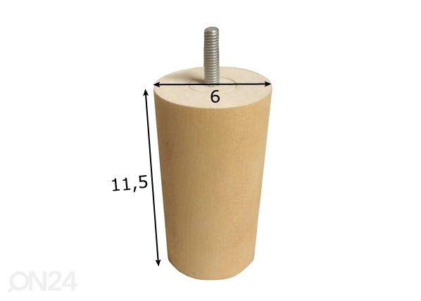 Koivupuinen jalka D60 mm, 4 kpl mitat