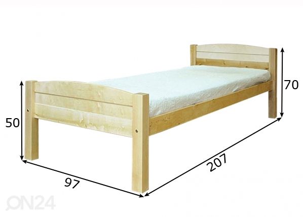 Koivusänky 90x200 cm mitat