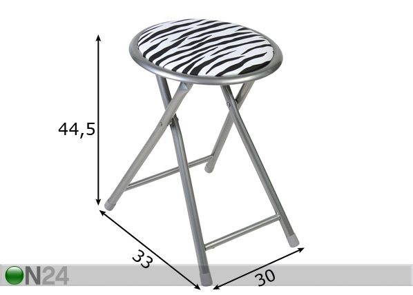 Kokoontaitettava jakkara DUFY, 4 kpl mitat