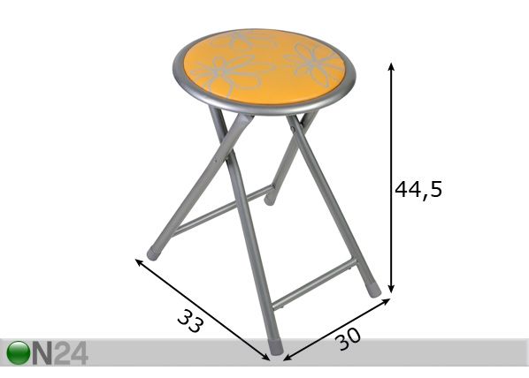 Kokoontaitettava jakkara DUFY, 4 kpl mitat