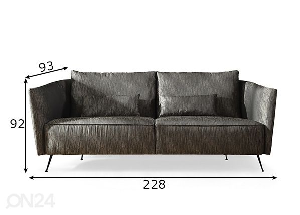 Kolmen istuttava sohva Sofa mitat