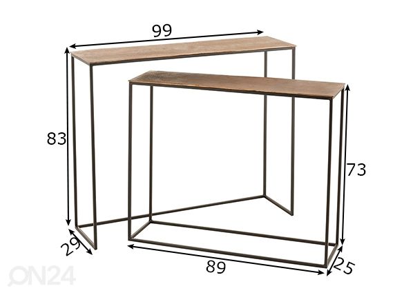 Konsolipöydät Cobre, 2 kpl mitat