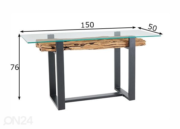 Konsolipöytä Barracuda 150 cm mitat
