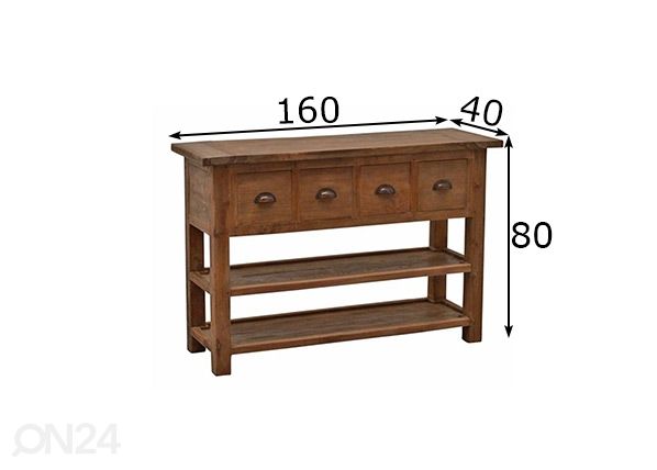 Konsolipöytä Daisy 160 cm mitat