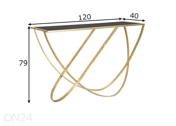 Konsolipöytä Glam, kullanvärinen mitat