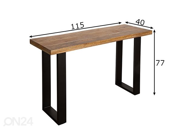 Konsolipöytä Iron Craft mitat