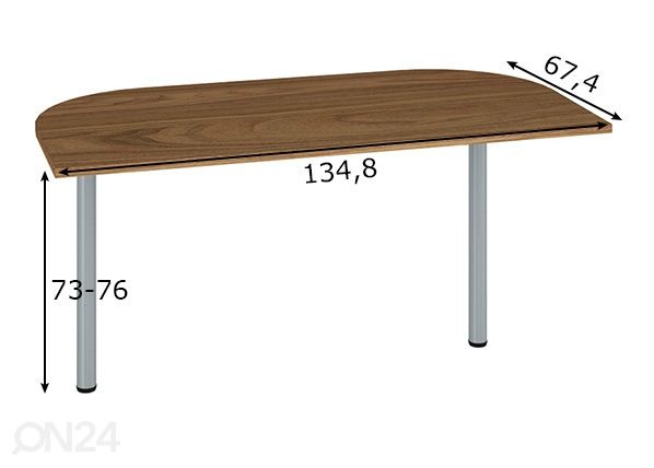 Konttoripöydän jatko-osa 134,8 cm mitat