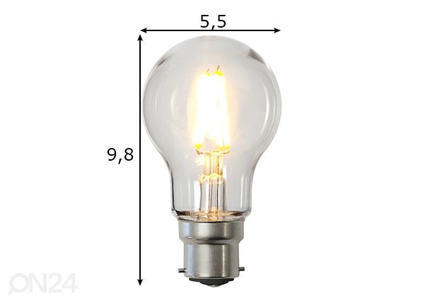 Koristeellinen LED-lamppu B22, 2,4W ulkokäyttöön mitat