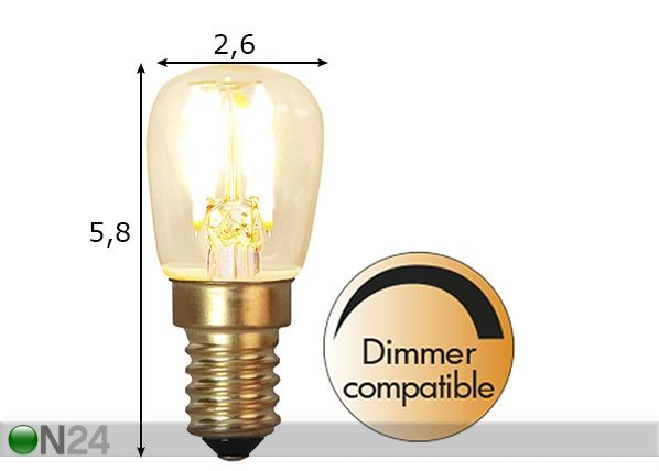 Koristeellinen LED-lamppu E14 (1,4W) mitat