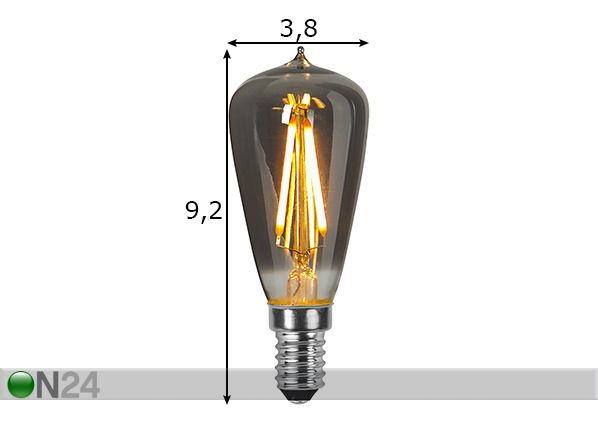 Koristeellinen LED-lamppu E14, 1,6W mitat
