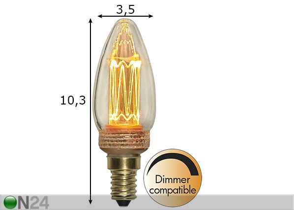 Koristeellinen LED-lamppu E14 2,3W mitat