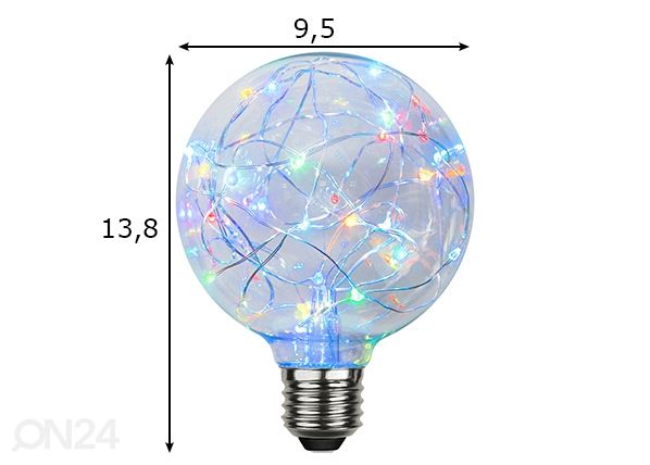 Koristeellinen LED-lamppu E27 (1,5W) mitat