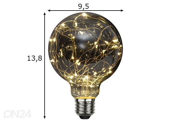 Koristeellinen LED-lamppu E27 (1,5W) mitat