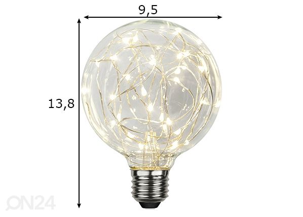 Koristeellinen LED-lamppu E27 (1,5W) mitat