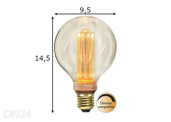 Koristeellinen LED-lamppu E27, 2,5W mitat