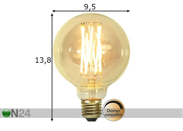 Koristeellinen LED-lamppu E27 3,7W mitat