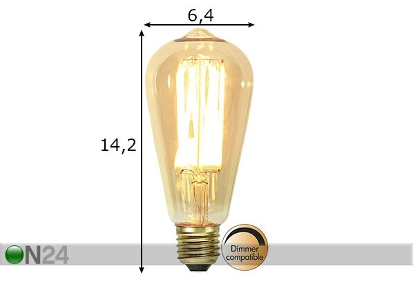 Koristeellinen LED-lamppu E27 3,7W mitat