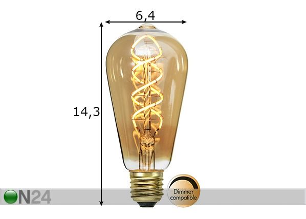 Koristeellinen LED-lamppu E27, 3W mitat