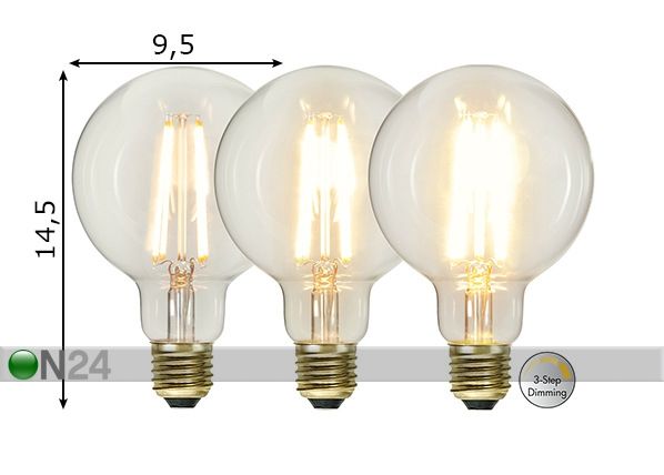 Koristeellinen LED-lamppu E27 6,5W mitat