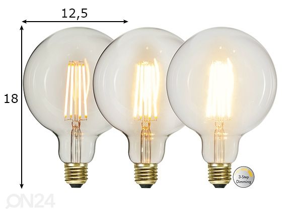Koristeellinen LED-lamppu E27 6,5W mitat
