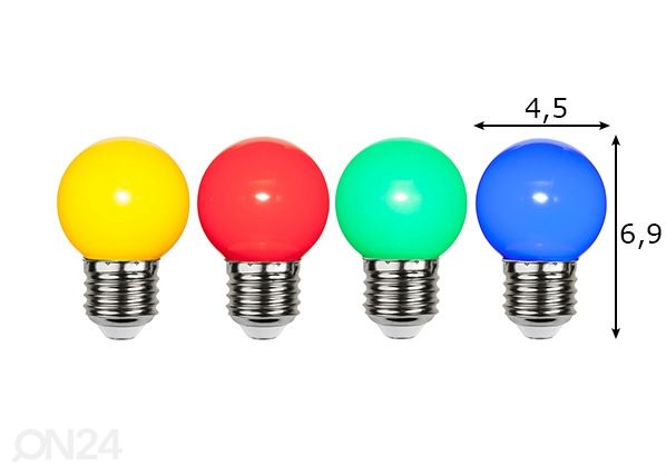 Koristeellinen LED-lamppusarja E27, 1W ulkokäyttöön mitat