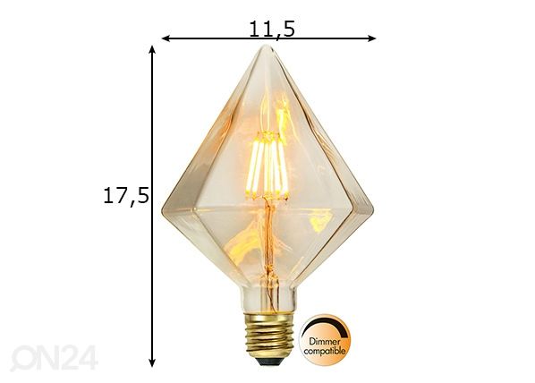 Koristeellinen timantin muotoinen LED-lamppu E27, 1,65W mitat