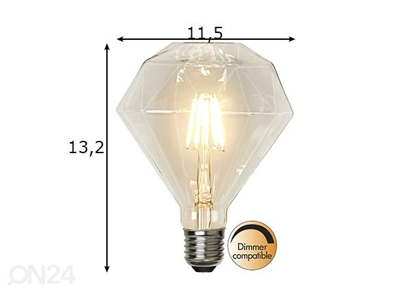 Koristeellinen timantin muotoinen LED-lamppu E27 3,2W mitat