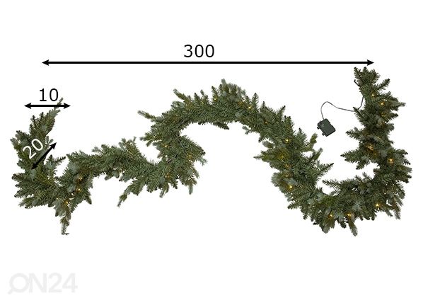 Koristeseppele valoilla Greyland 3 m, vihreä/harmaa mitat