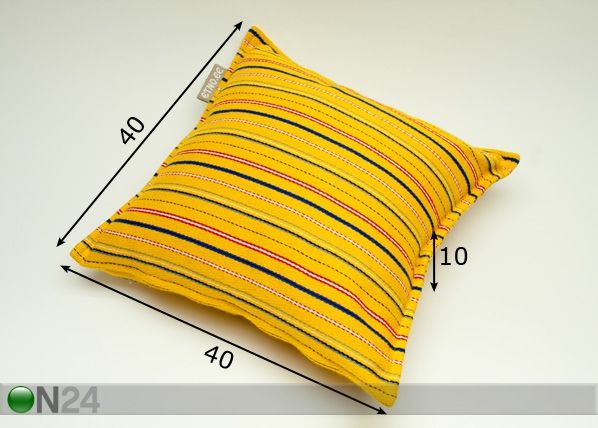 Koristetyyny MUHU KELTA-RAITA 40x40 cm mitat