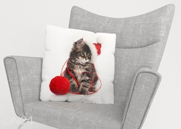 Koristetyynyliina CHRISTMAS CAT 40x40 cm