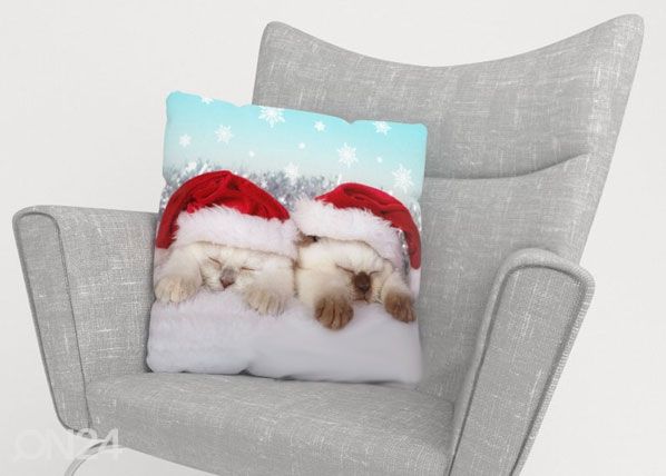 Koristetyynyliina CHRISTMAS KITTENS 40x40 cm