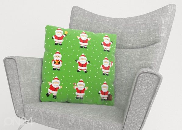 Koristetyynyliina FUNNY SANTAS 40x40 cm