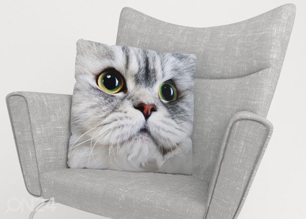 Koristetyynyliina GRAY CAT 40x40 cm